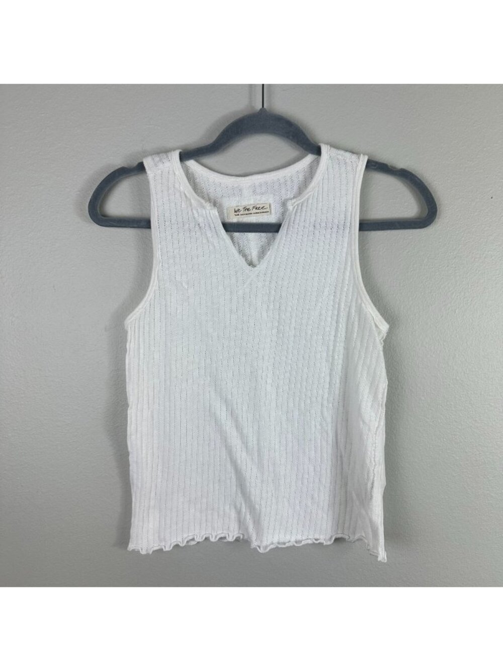 We the Free Cotton White Tank S V Neck Boho Minialist Contemporary Lightweight B
